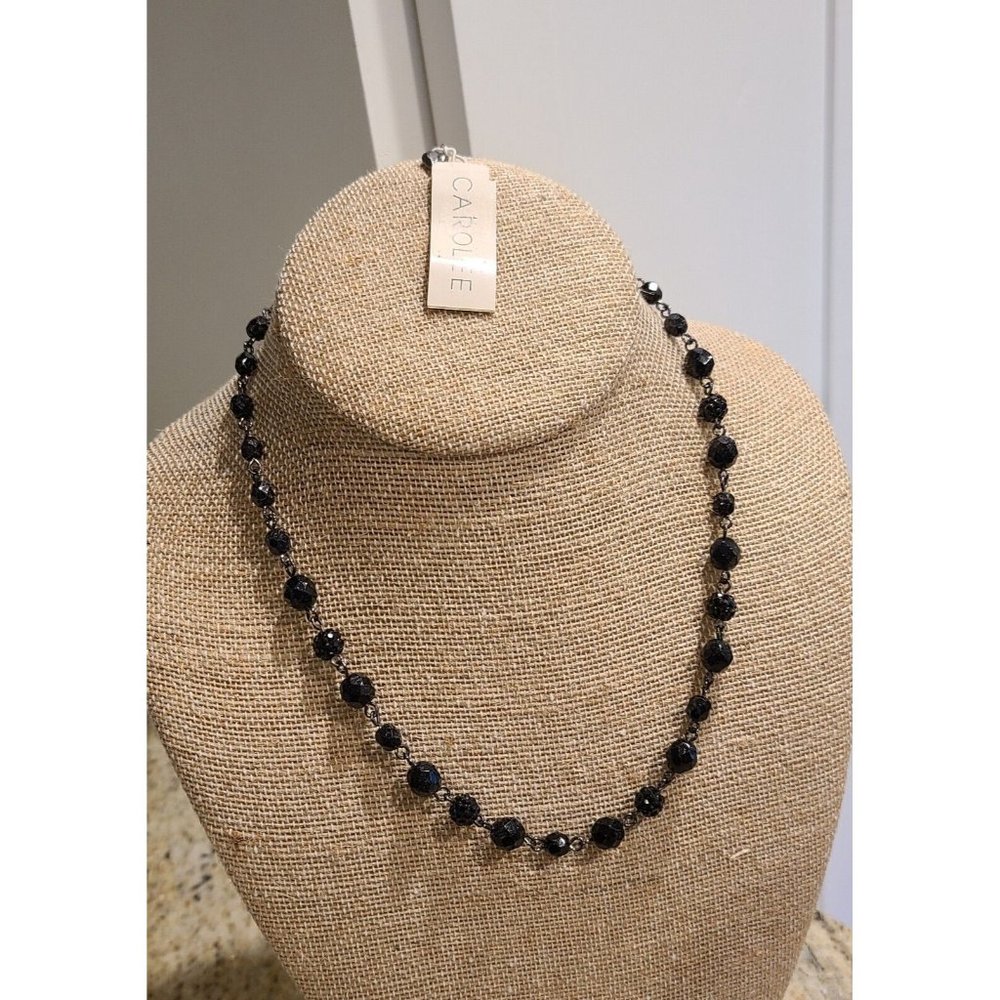NEW! Vintage Carolee Necklace Black Bead Berry Cluster Signed 18"